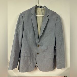 J Crew Jacket Mens 40 R Blue Thompson Chambray Cotton Blazer Button Vented